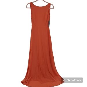Lulu's Sleeveless Maxi Dress with a low V Back Red Rust Size XS